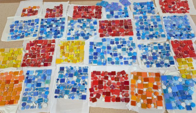 Some of the mosaic pieces made by the students